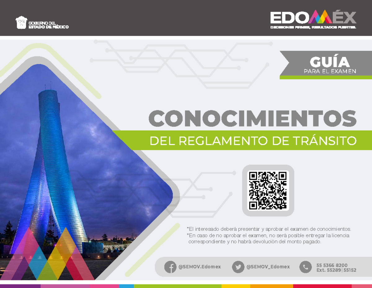 Guía para el examen de conocimientos al reglamento de tránsito