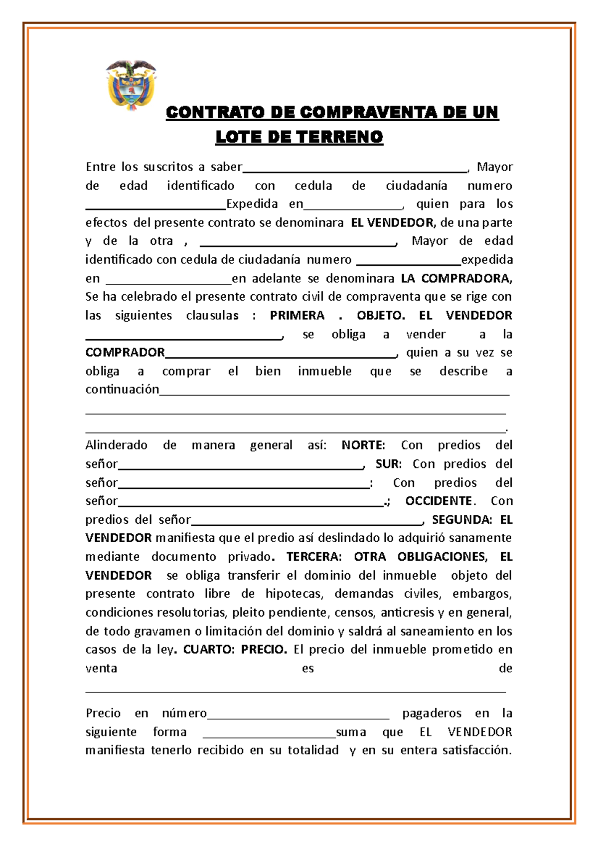 Contrato De Compraventa De Un Lote De Terreno Biepuretpdwdw Contrato