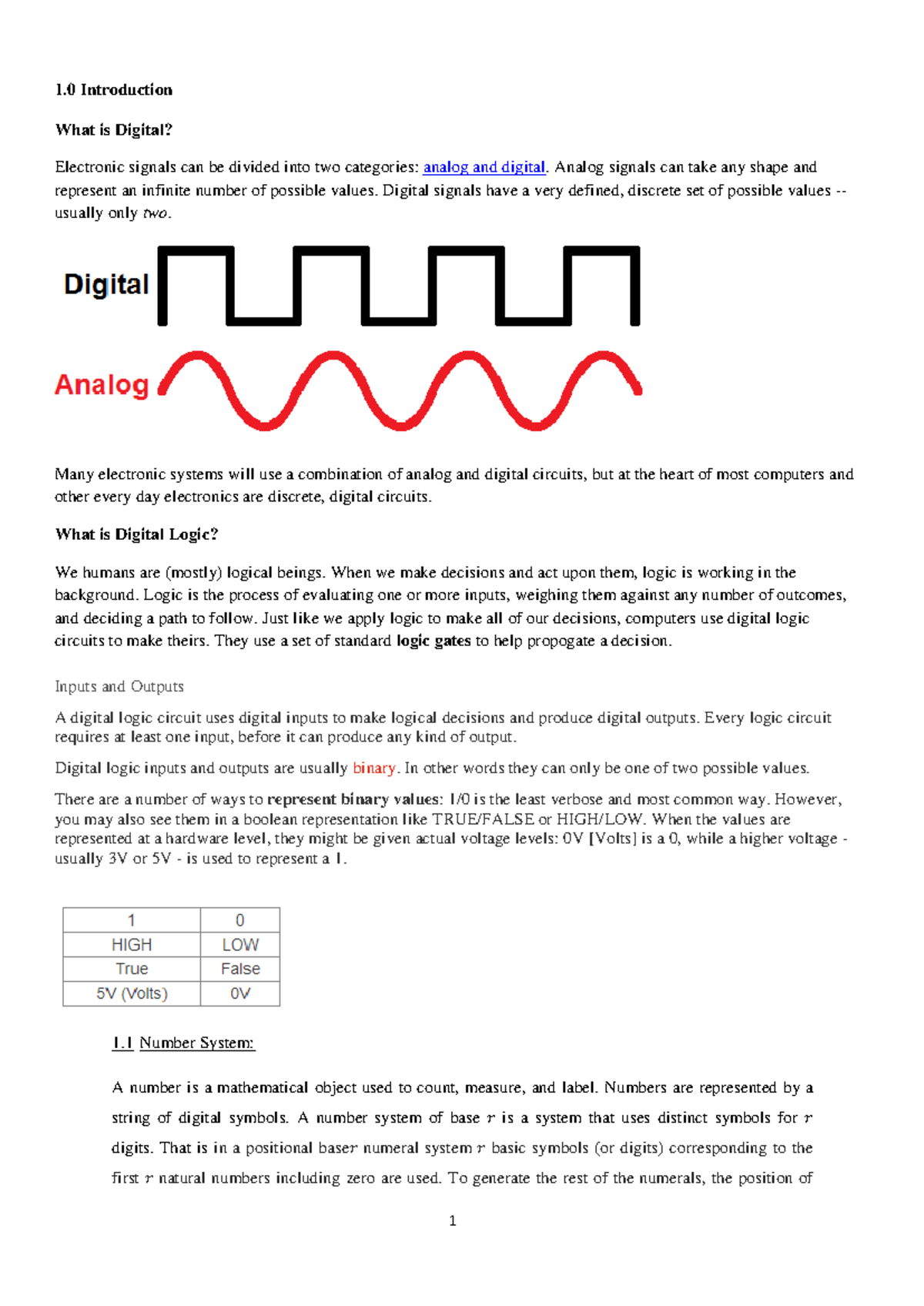ICS 2205 LEC 1 - introduction to digital logic - 1 Introduction What is ...