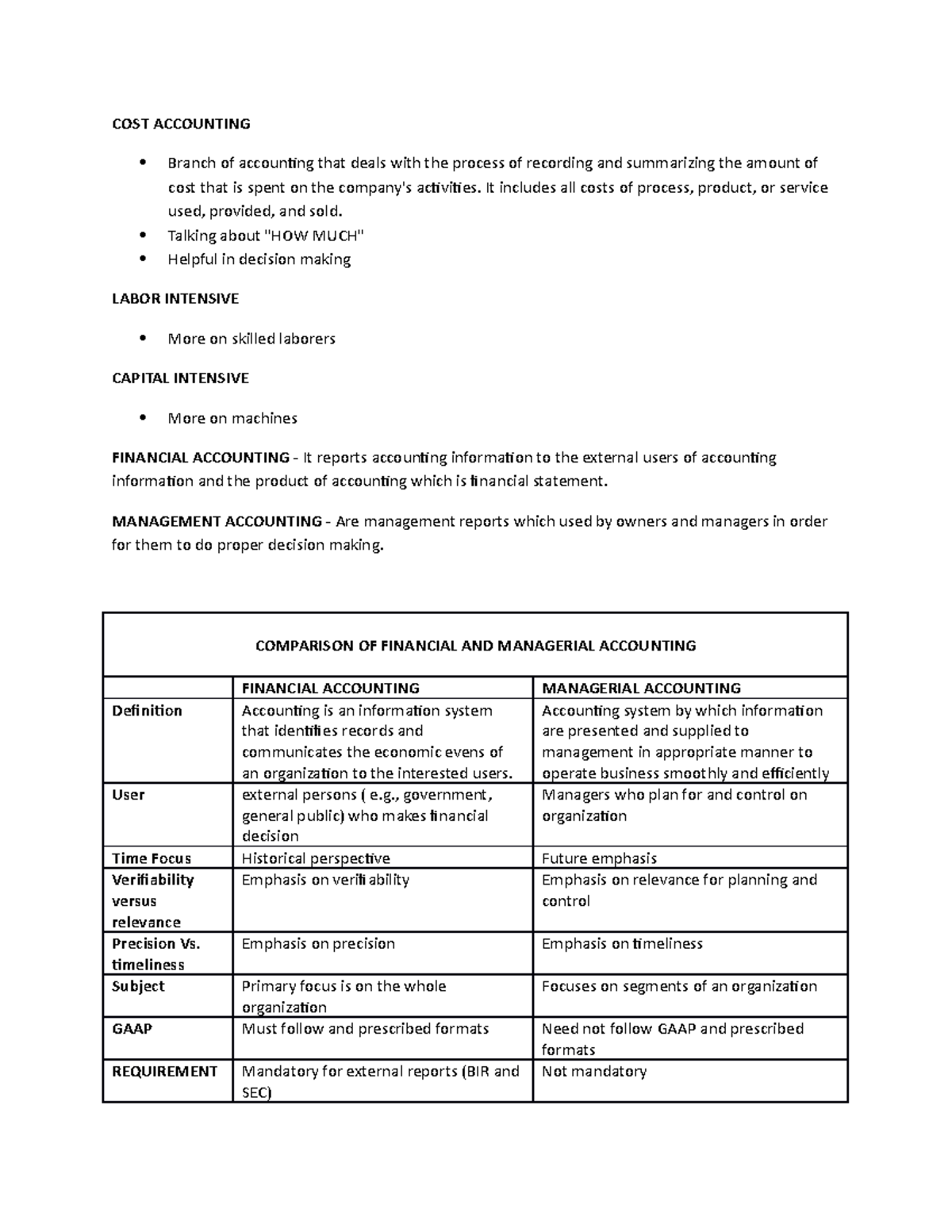 Cost Accounting Lectures COST ACCOUNTING Branch of accounting that