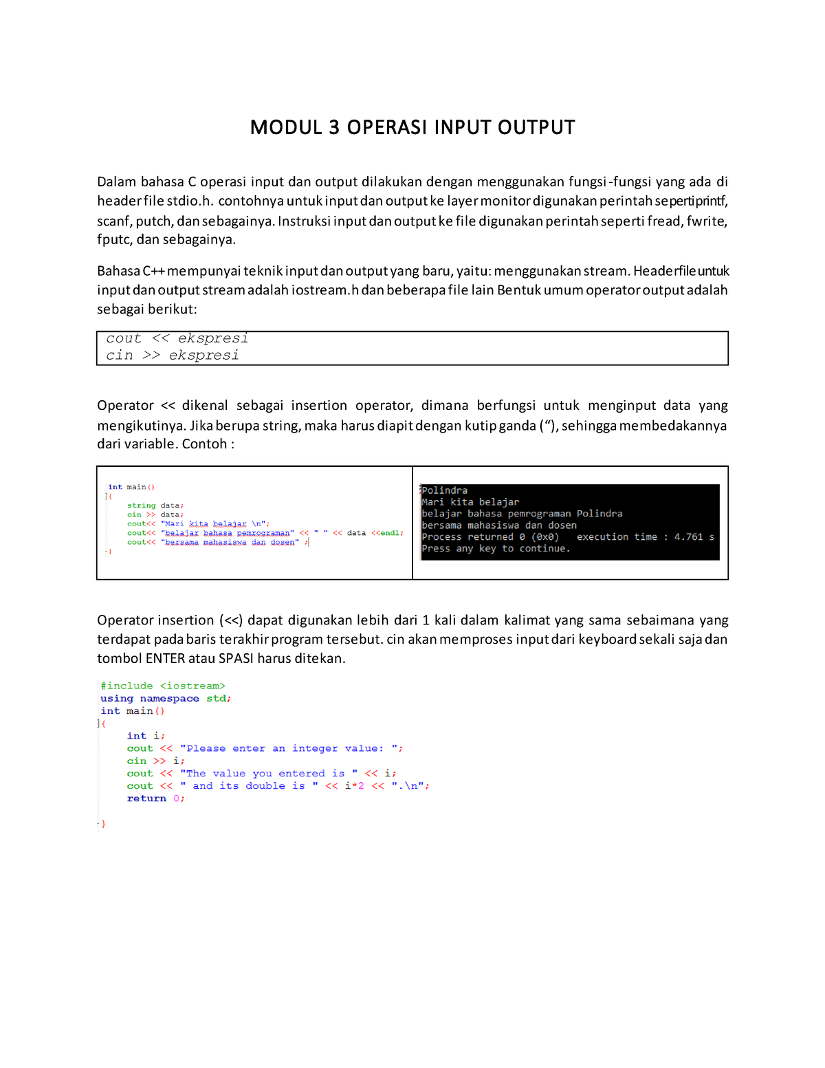 Bab Input Output Modul Operasi Input Output Dalam Bahasa C Operasi Input Dan Output