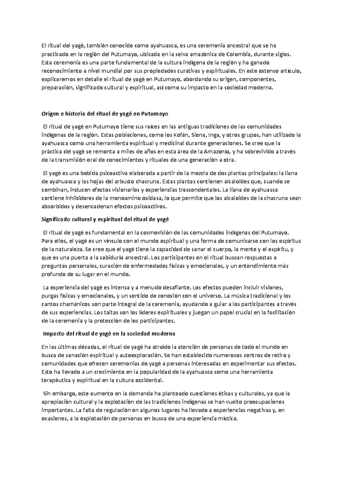 El ritual del yagé - Esta ceremonia es una parte fundamental de la ...