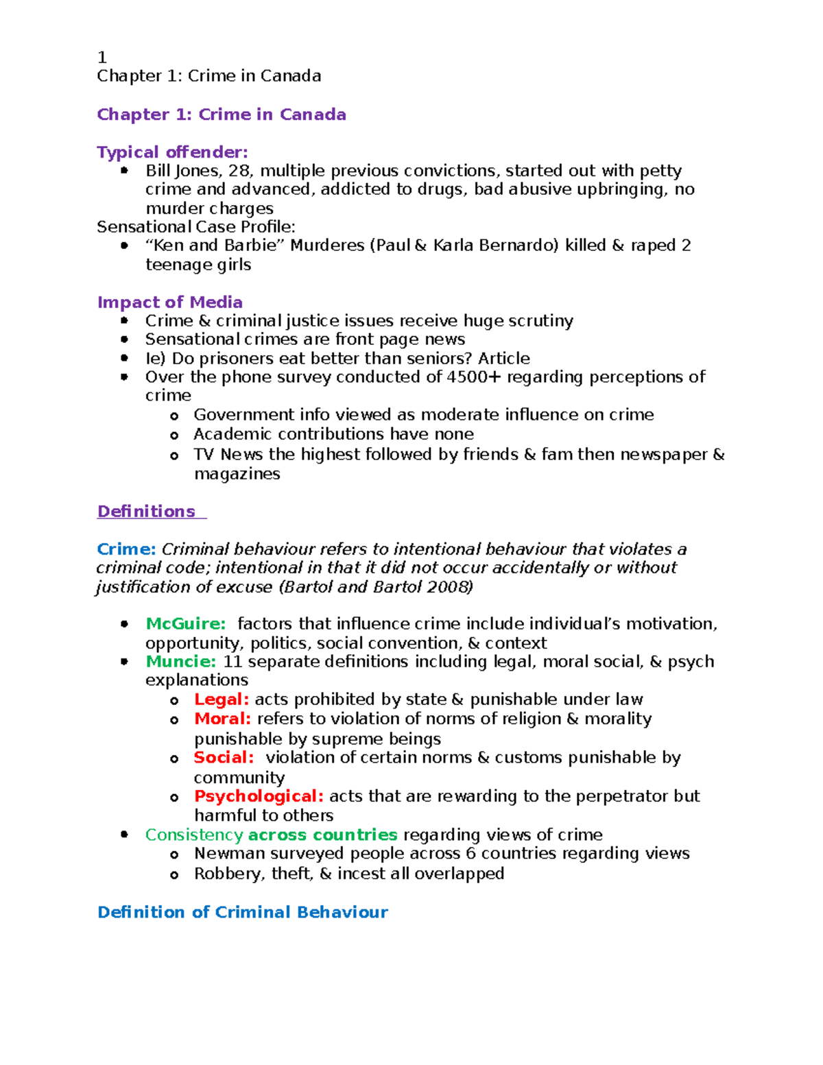 Chapter 1-Introduction into Crime - Chapter 1: Crime in Canada Chapter ...