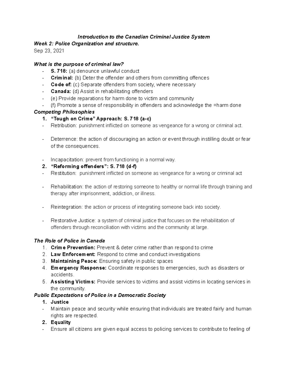 Crim 103 note - Lecture notes Week 1-10 - CRIM 103 - UFV - Studocu