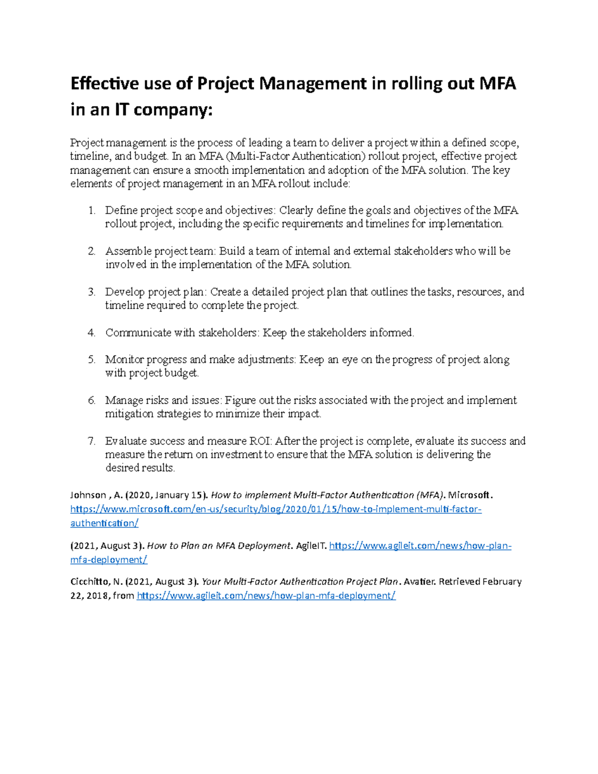 Assignement 1 (2 Topics) - Effective use of Project Management in ...
