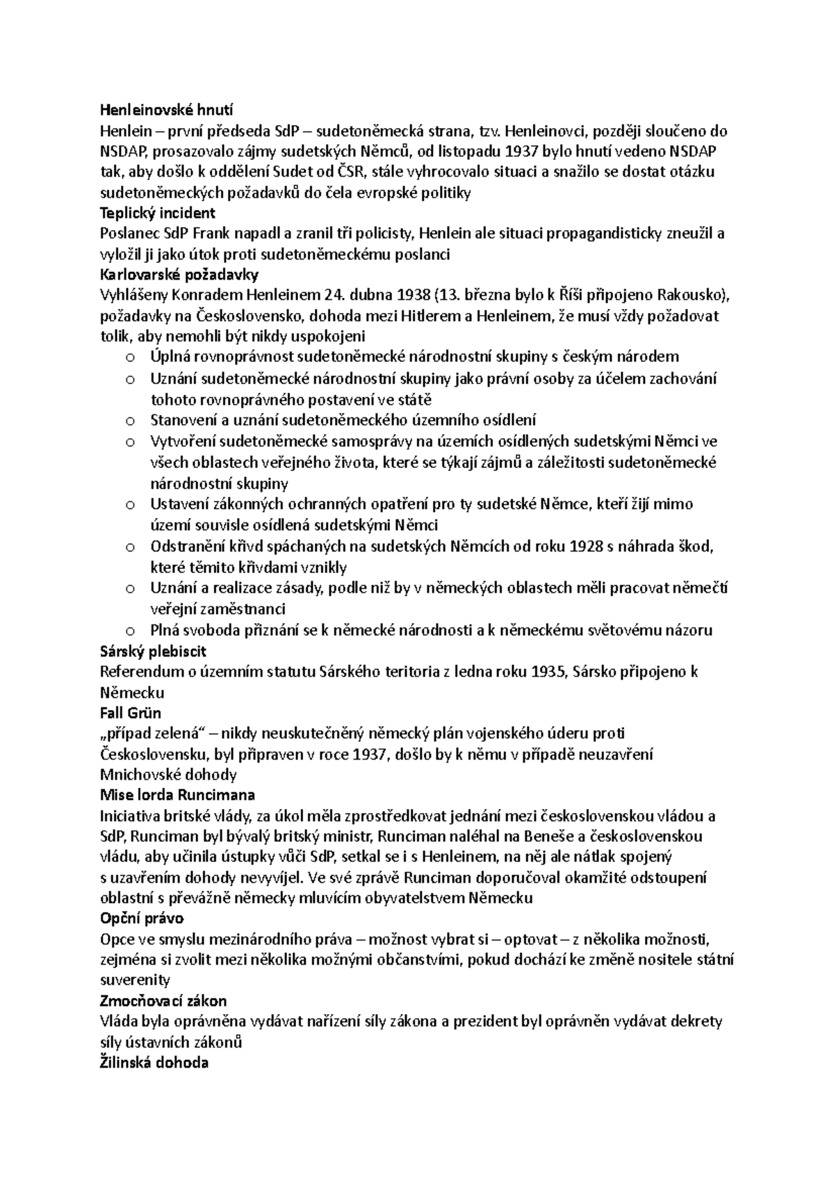ČPD - druhý test - Henleinovské hnutí Henlein – první předseda SdP ...