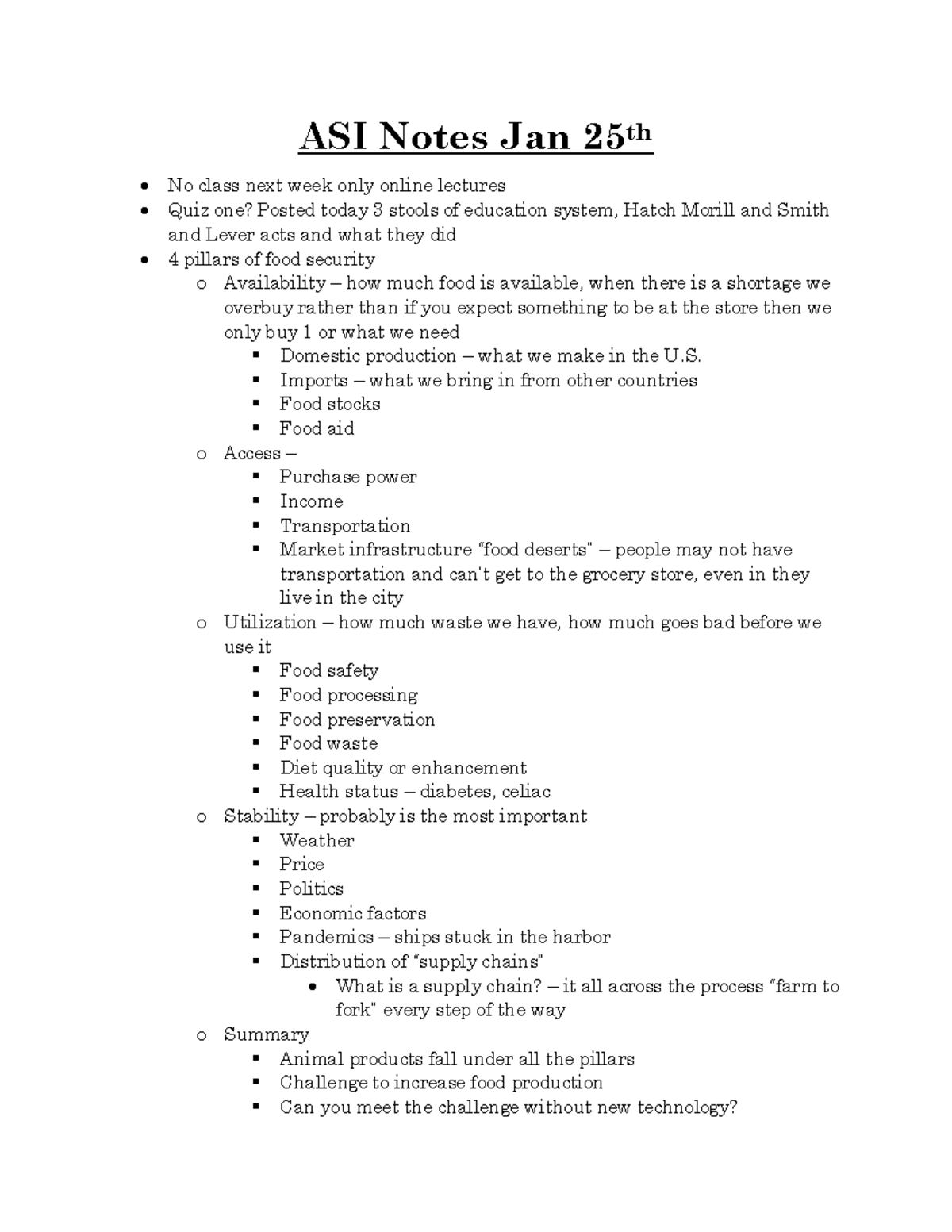 ASI Notes Jan 25th Dr.Nichols ASI Notes Jan 25th No class next week