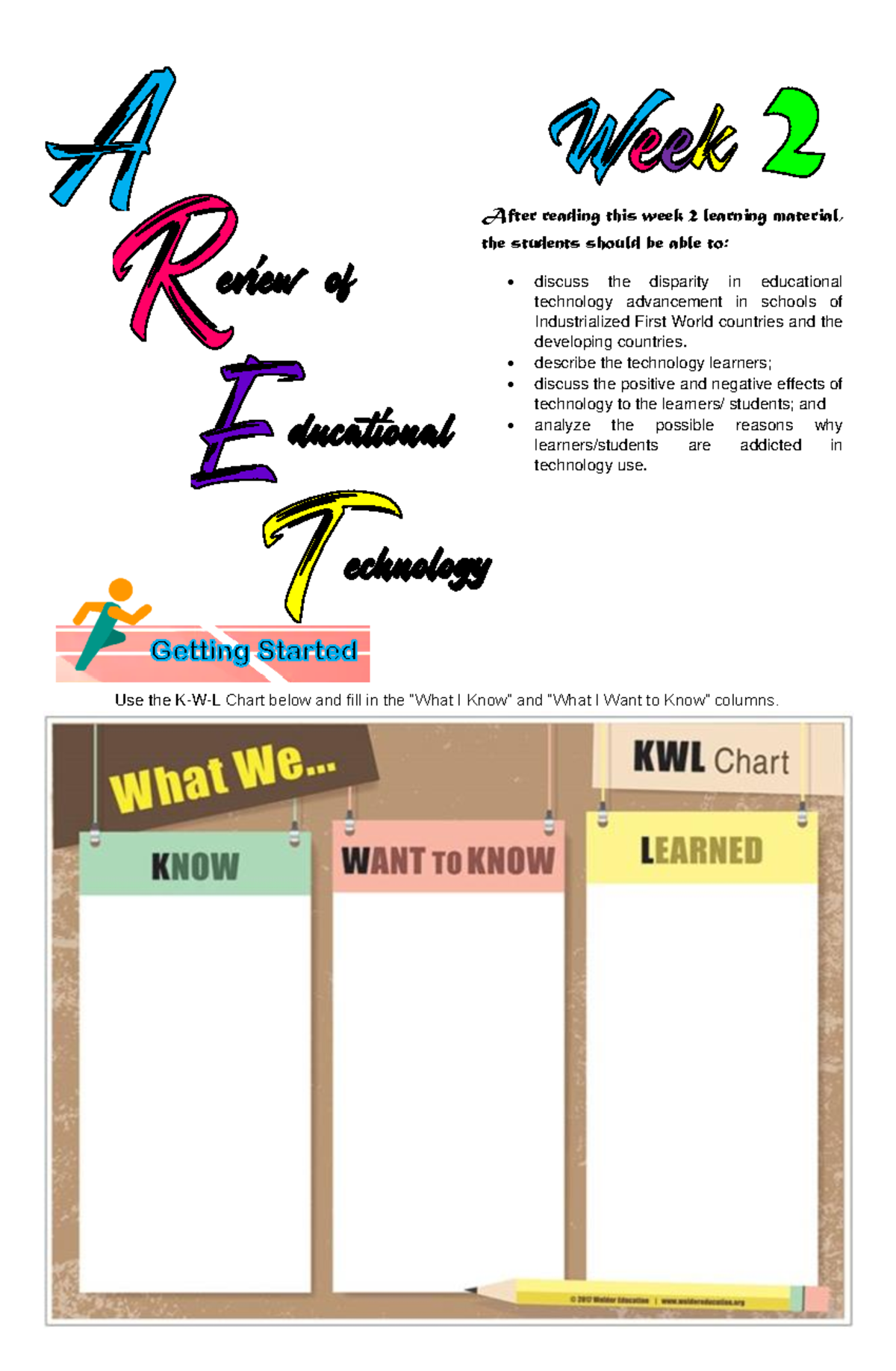 Week 2 LM (Review of Ed Tech 1, Overview of Ed Tech 2, Understanding ...