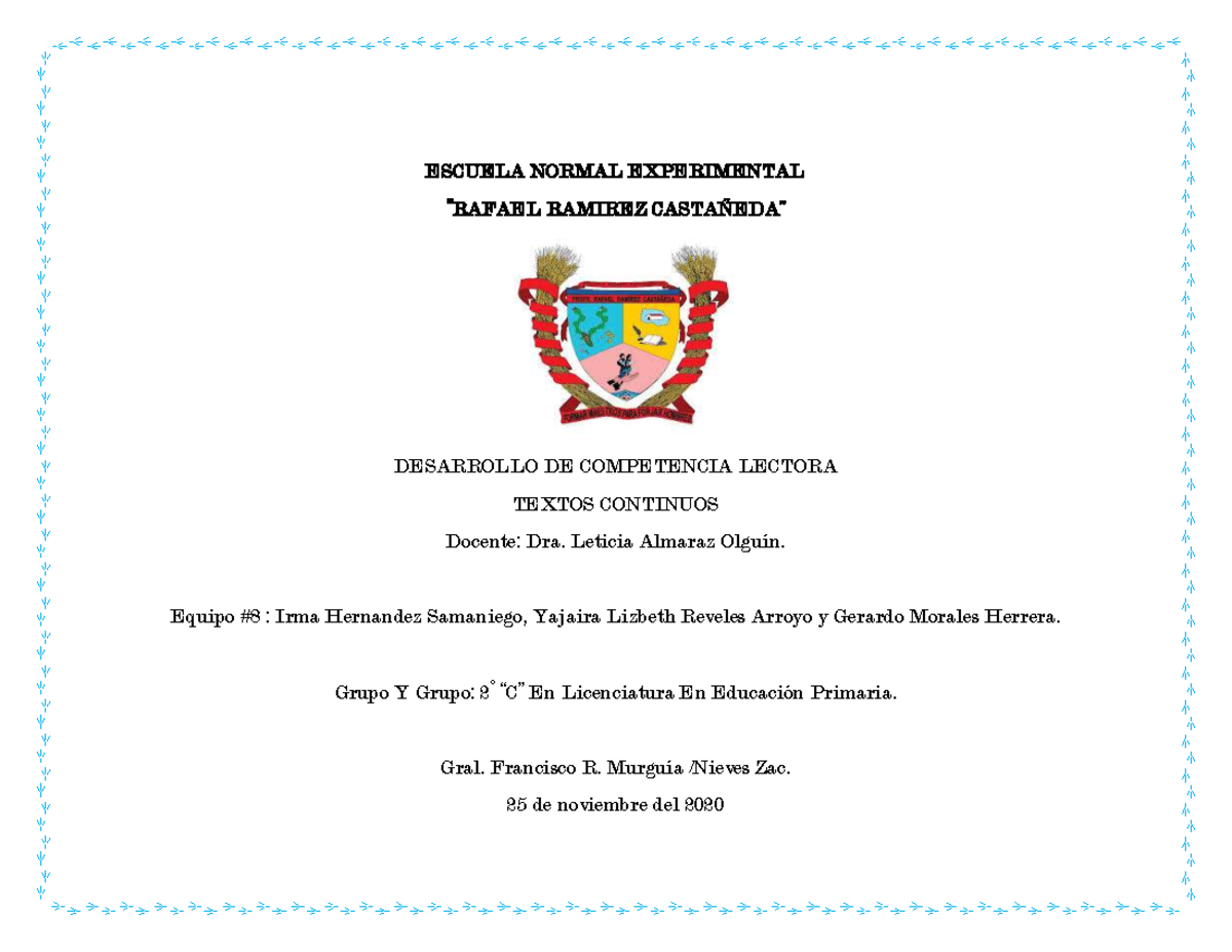 Textos Continuos Equipoocho - ESCUELA NORMAL EXPERIMENTAL “RAFAEL ...