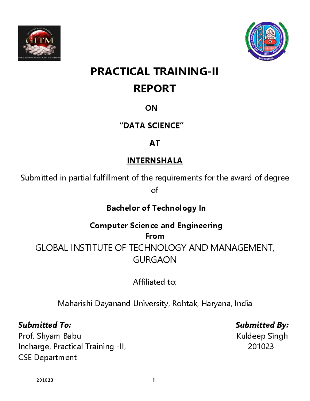 Kuldeep Practical Training reportPRACTICAL - PRACTICAL TRAINING-II ...