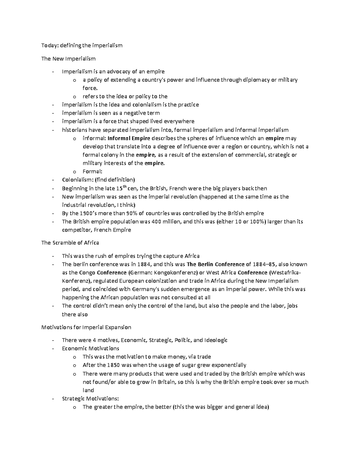 Lec2( Really The First One1) - Today: Defining The Imperialism The New ...