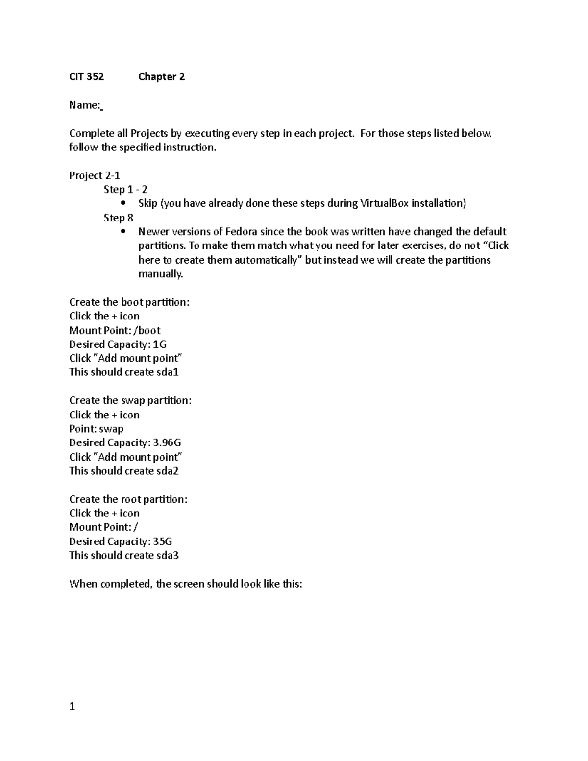 CIT 352 Chap 02 Hands-On Projects - CIT 352 Chapter 2 Name: Complete ...