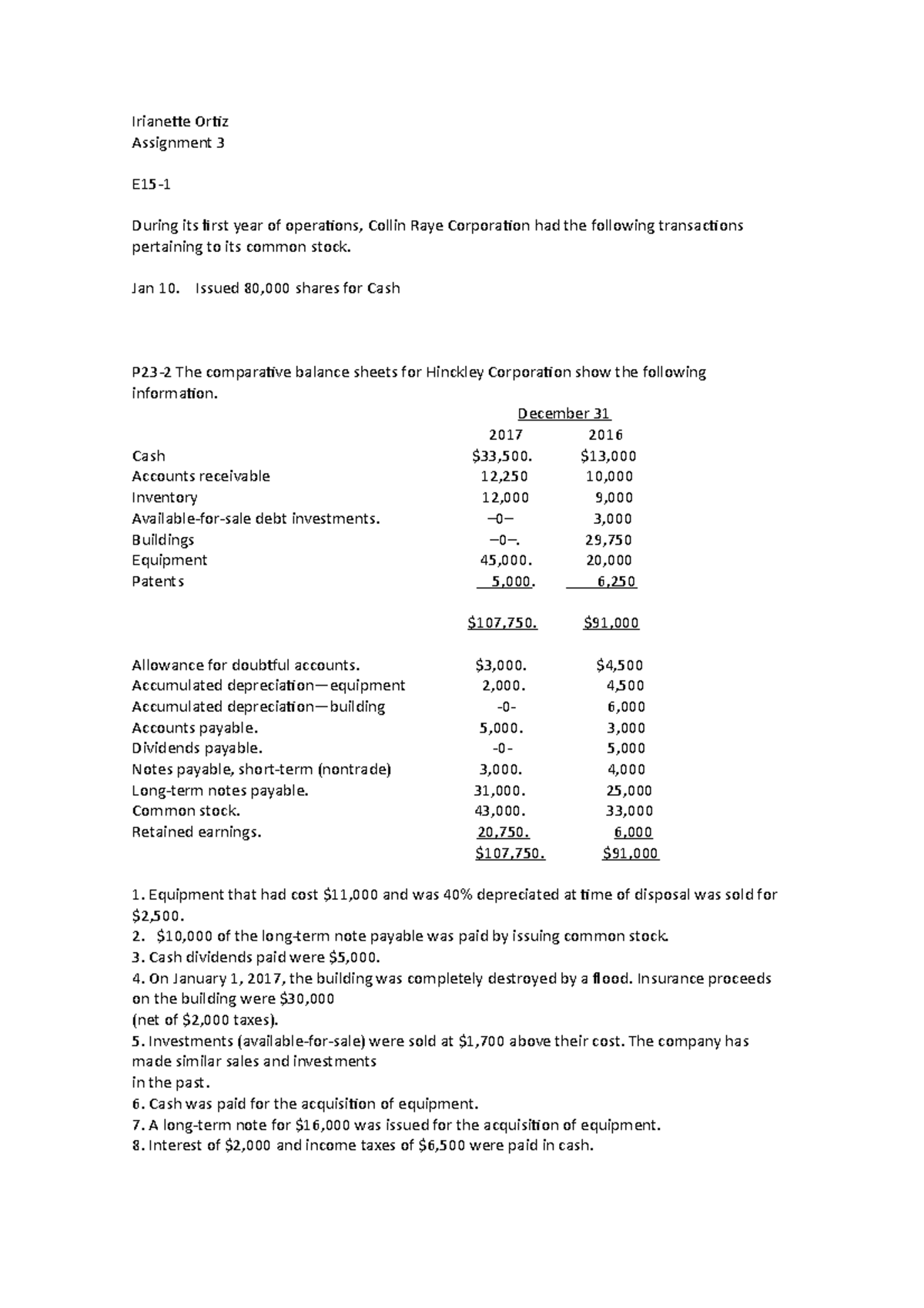 Intermedia Accounting 3 Exercise 19-3 and 20-7 - Irianette Ortiz ...
