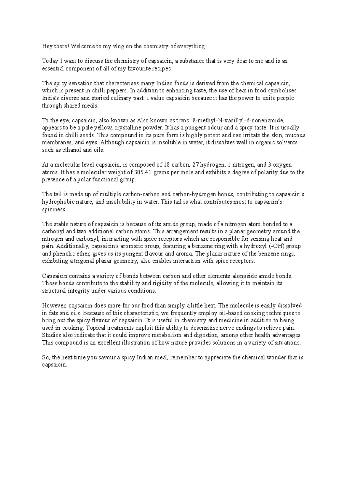 Chemistry vlog script - Grade: 98/100 - Hey there! Welcome to my vlog ...