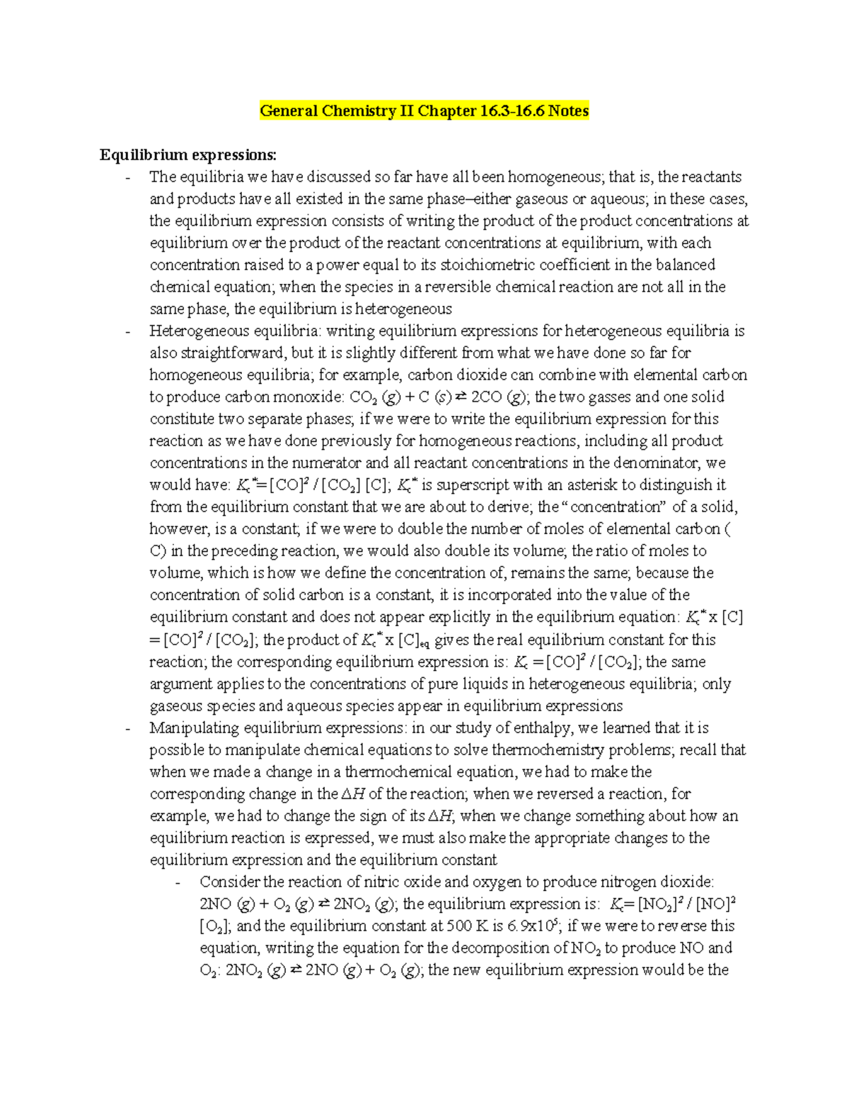 General Chemistry II Chapter 16.3-16.6 Notes - General Chemistry II ...