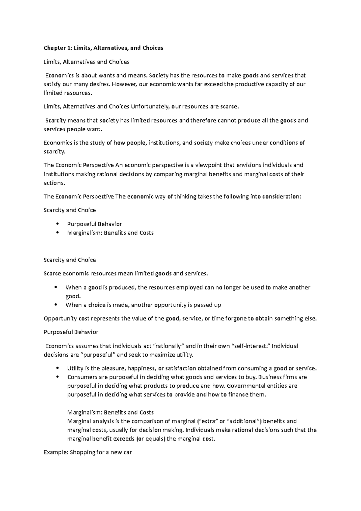 Managerial ECO Reviewer - Chapter 1: Limits, Alternatives, and Choices ...