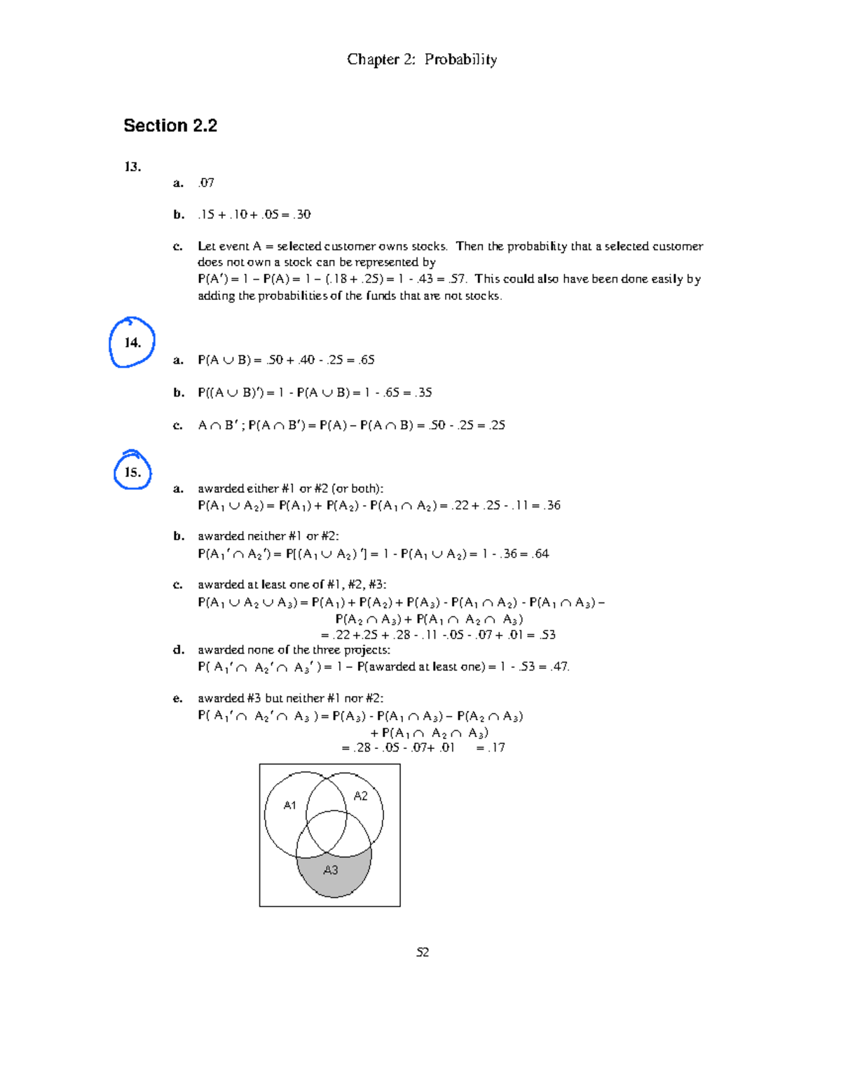 Assignment 2 solution - Section 2. 13. a.. b. .15 + .10 + .05 =. c. Let ...