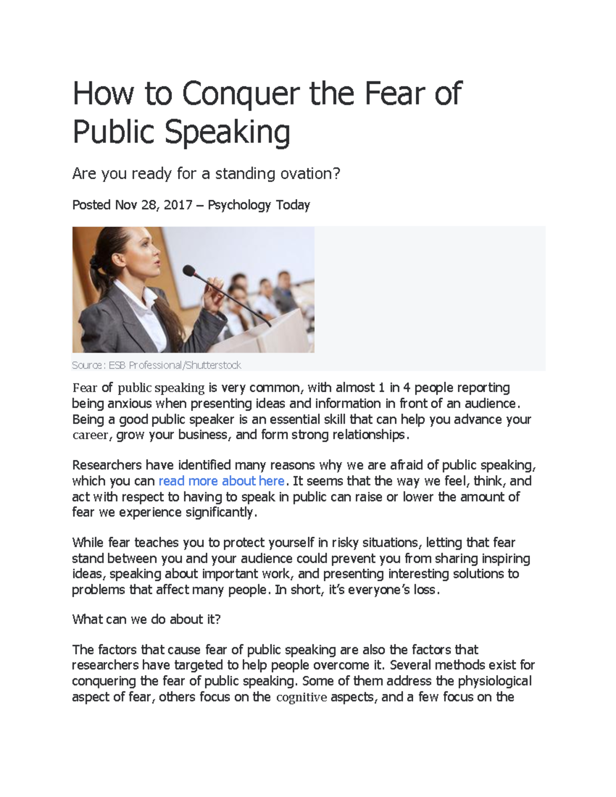 public speaking fear essay