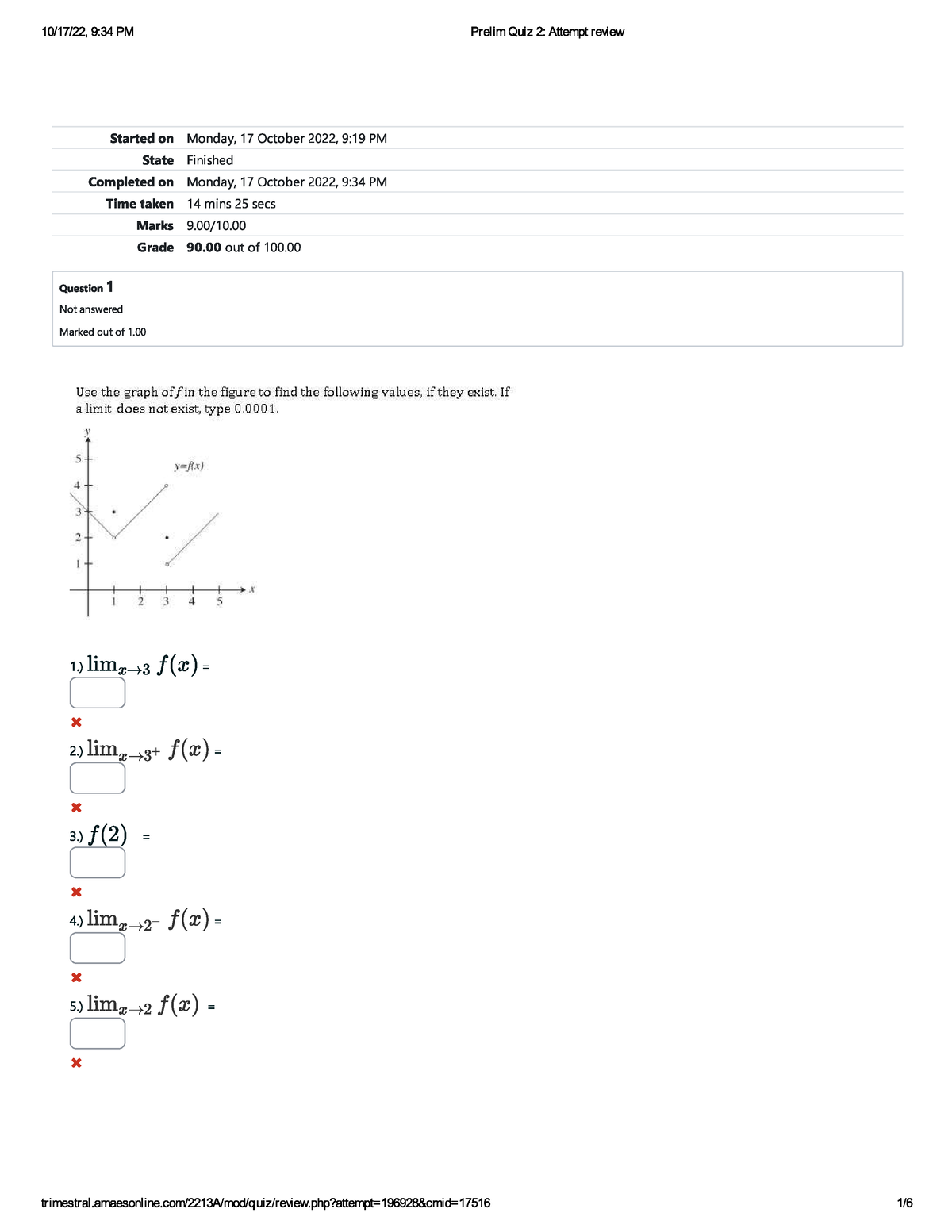 Calculus 2 Prelim Quiz 2 - UGRD-MATH6100 Calculus 1 - Studocu