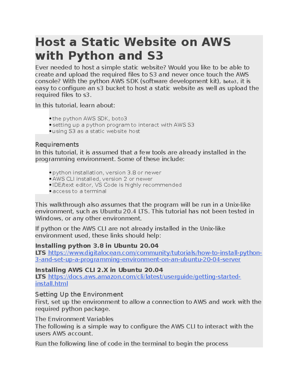 Host a Static Website on AWS with Python and S3 - Host a Static Website ...