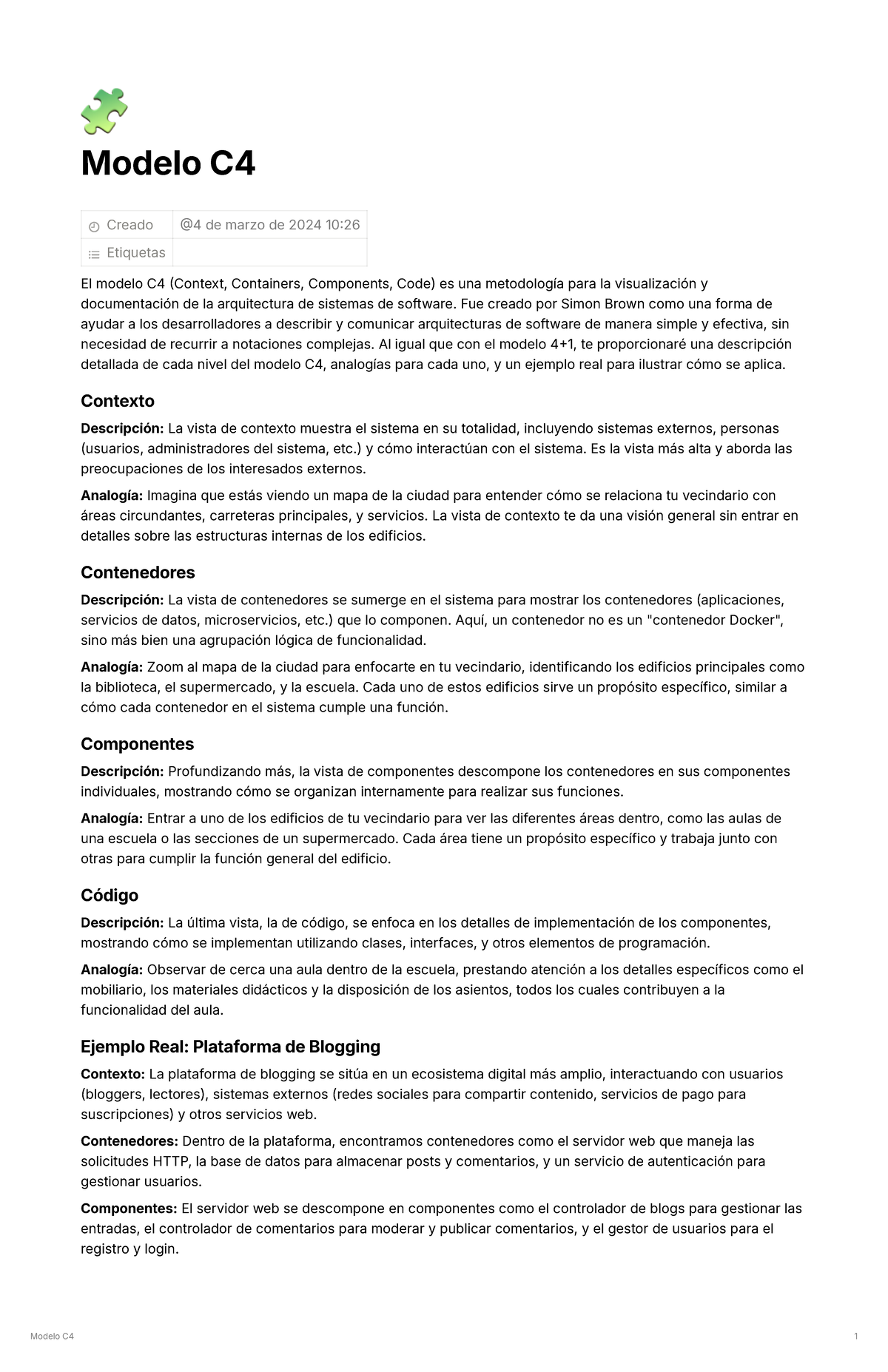 Modelo C4 con analogias. - Modelo C4 1 🧩 Modelo C Creado Etiquetas El ...