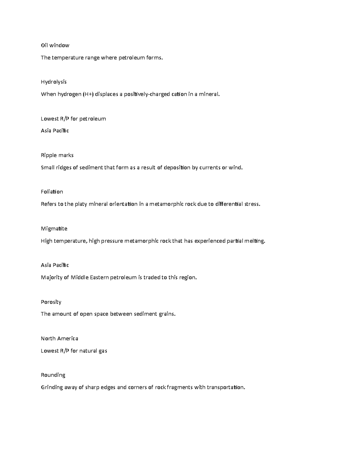 Physical geology notes 4 Oil window The temperature range where