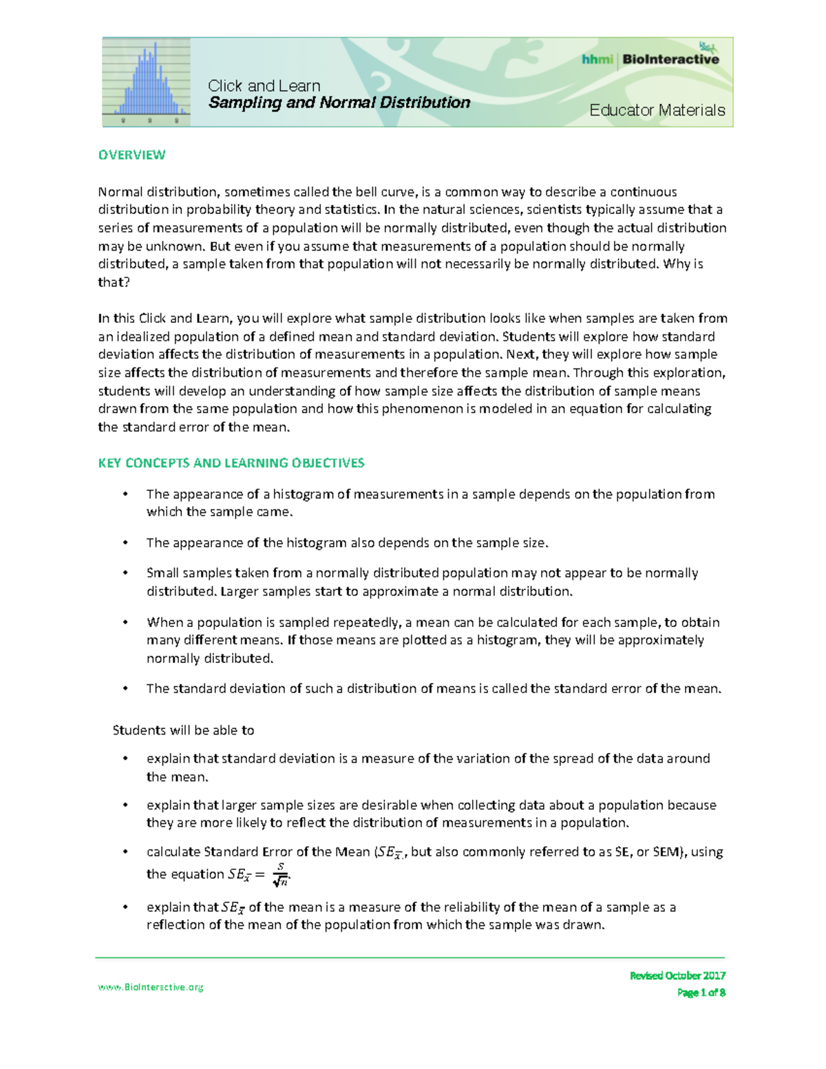 Normal-Distribution-Educator - BioInteractive Educator Materials ...