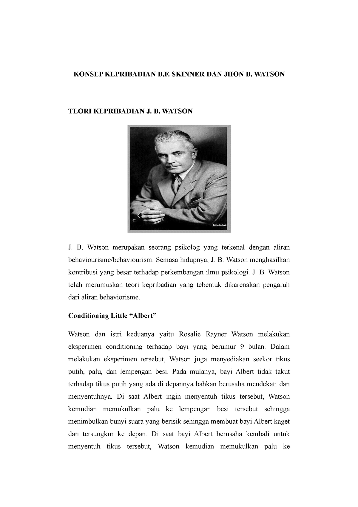 Konsep Kepribadian B.F. Skinner DAN JHON B. Watson - KONSEP KEPRIBADIAN ...