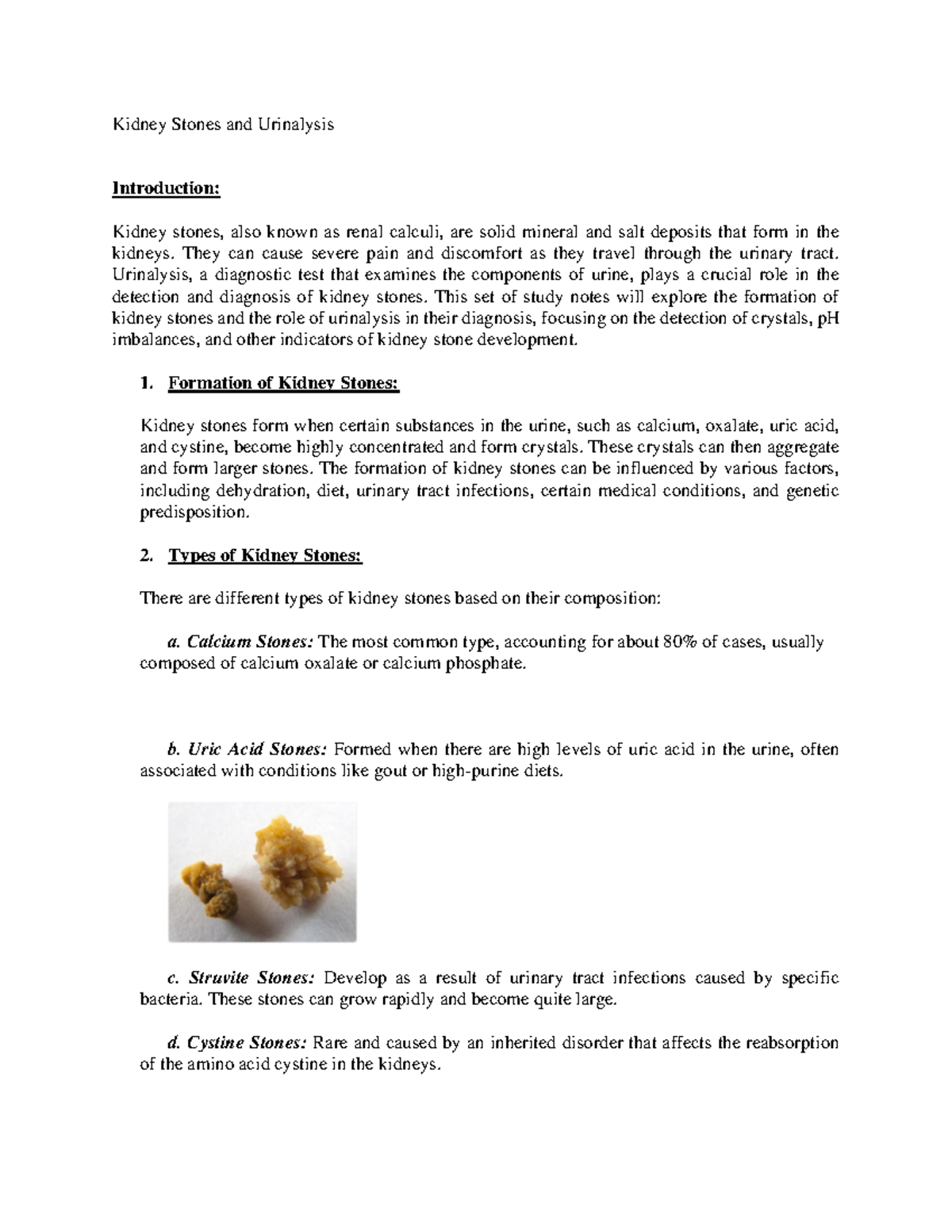 87 Kidney Stones and Urinalysis Kidney Stones and Urinalysis