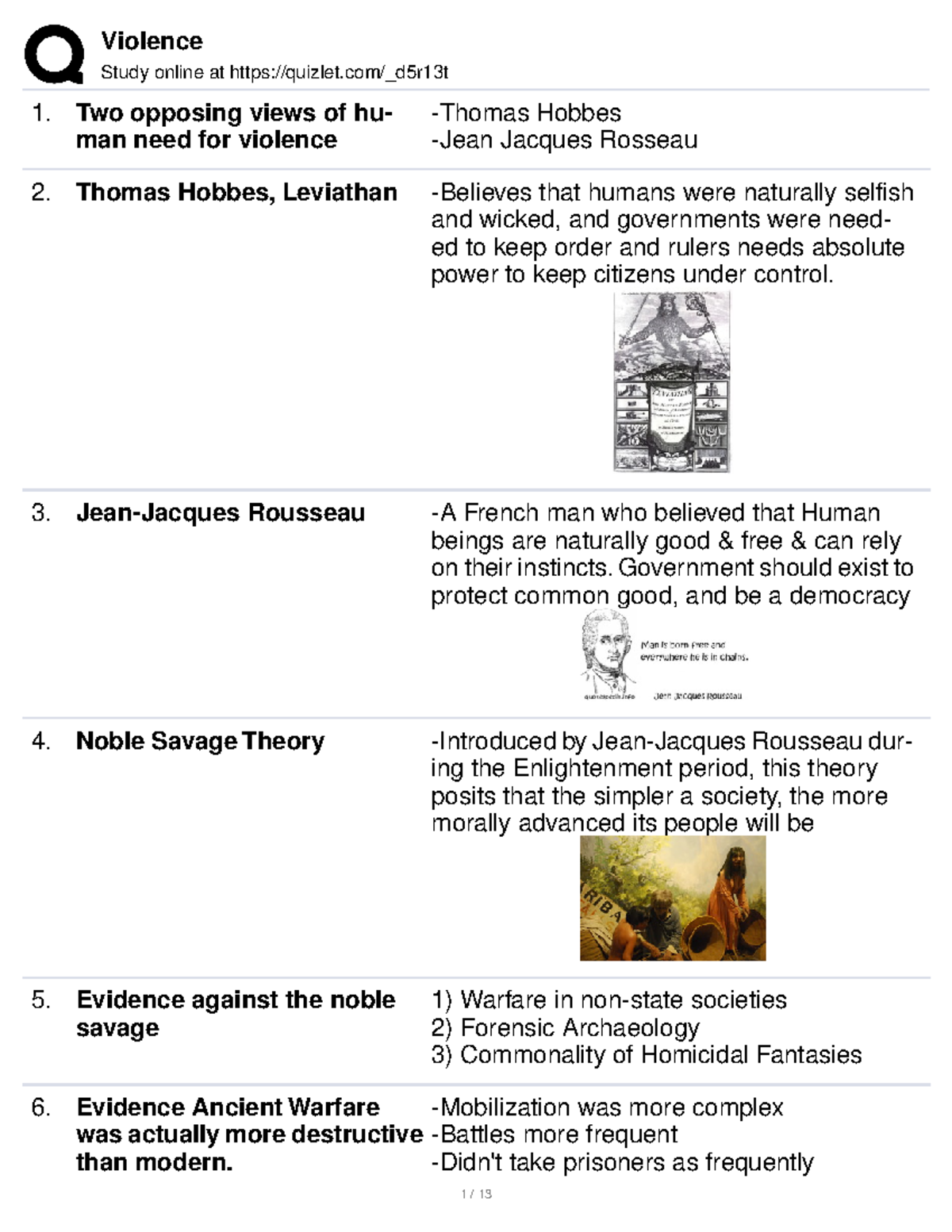 Violence Study online at quizlet/_d5r13t Two opposing views of hu