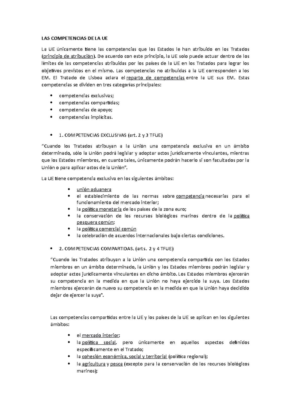 1.4 Las competencias de la UE - LAS COMPETENCIAS DE LA UE La UE ...