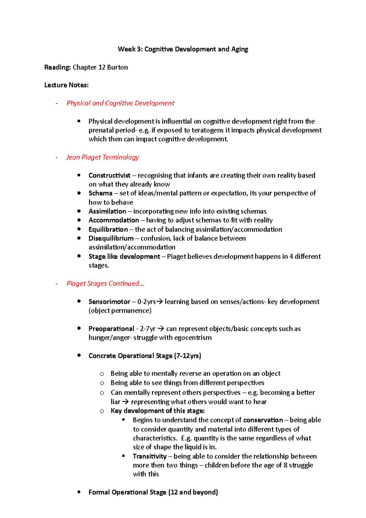 Lecture 3: Cognitive Development and Ageing - Week 3: Cognitive ...