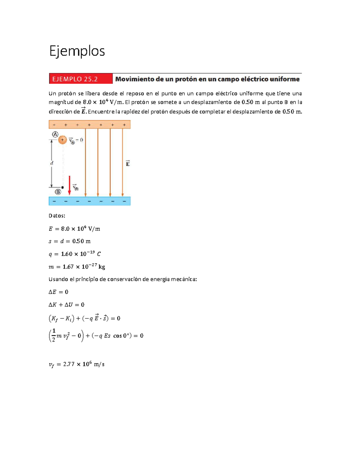 Ejercisios De Potencial Electrico - Ejemplos Un Protón Se Libera Desde ...