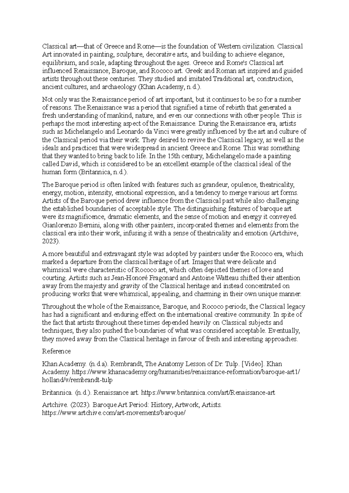 Art History - Learning Journal Unit 4 - Classical art—that of Greece ...