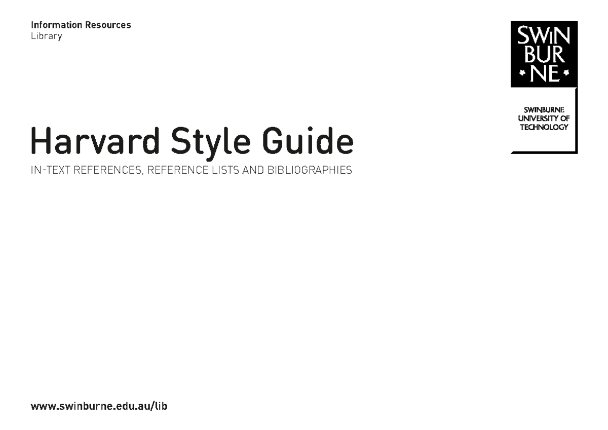 Harvard Quick Guide - Referencing - Information Resources Library ...