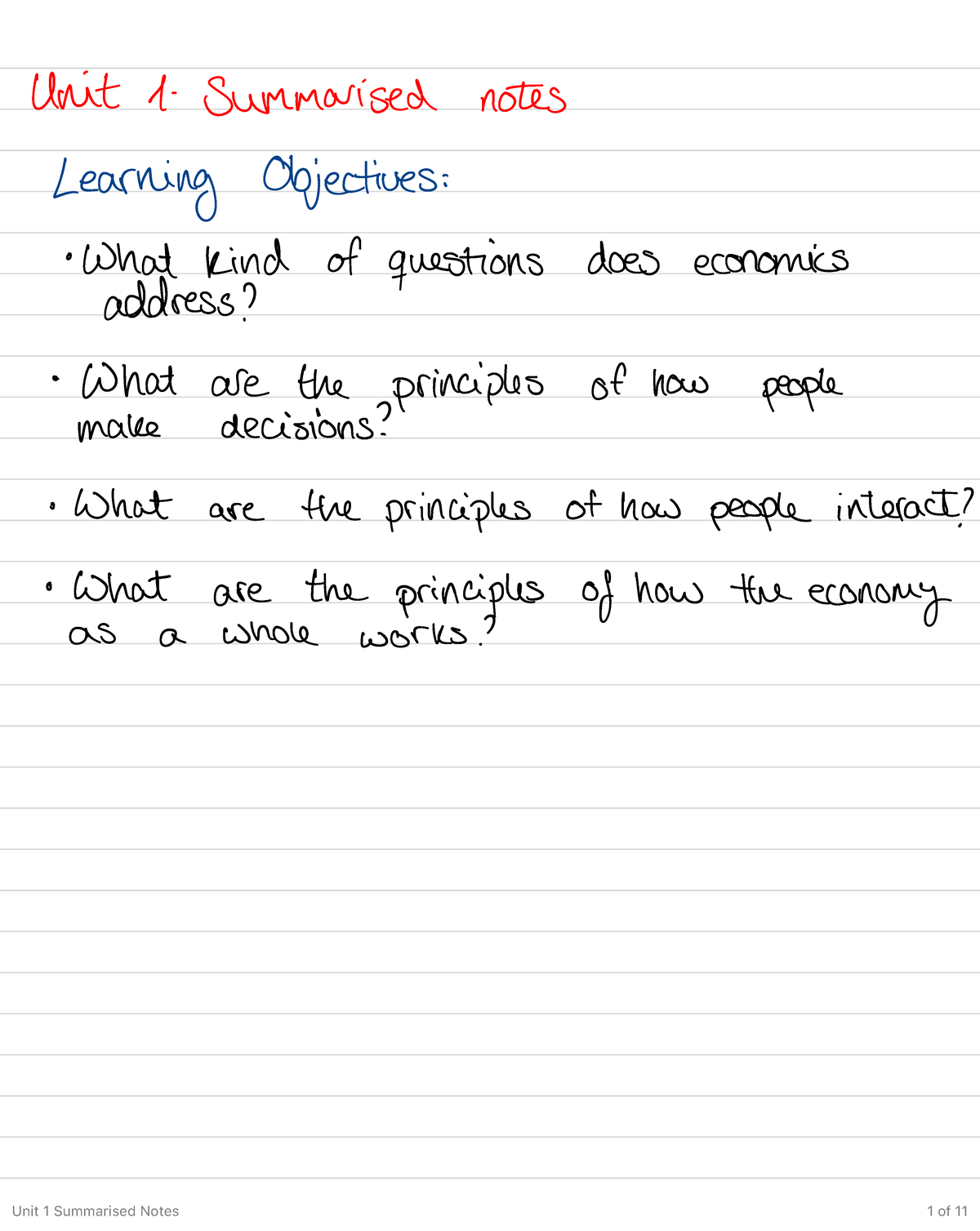 Unit 1 Summarised Notes - U n i t o f s u m m a r i s e d n o t e s ...