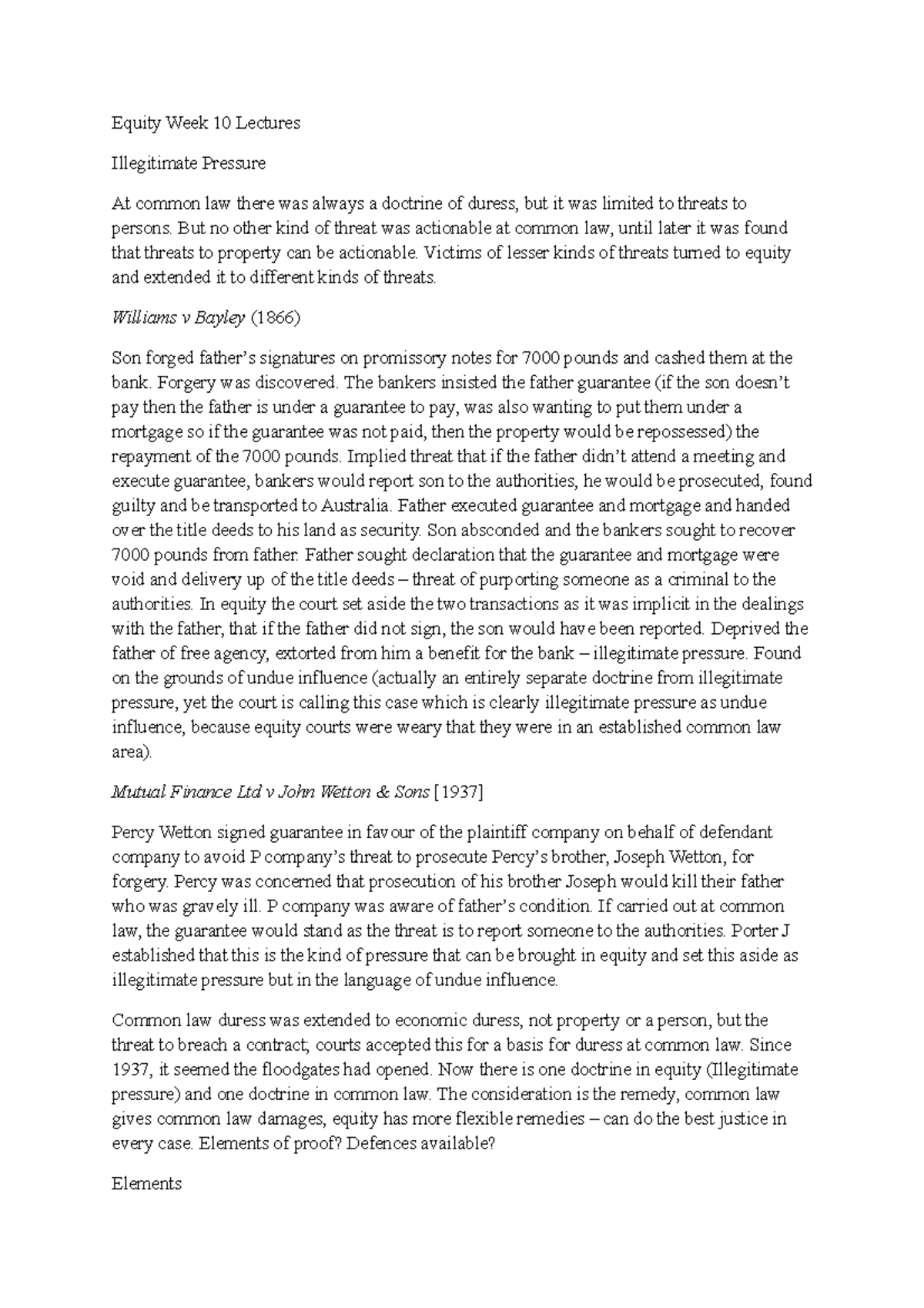 Contract: Cases and Materials Equity Week 10 Lectures - Equity Week 10 ...
