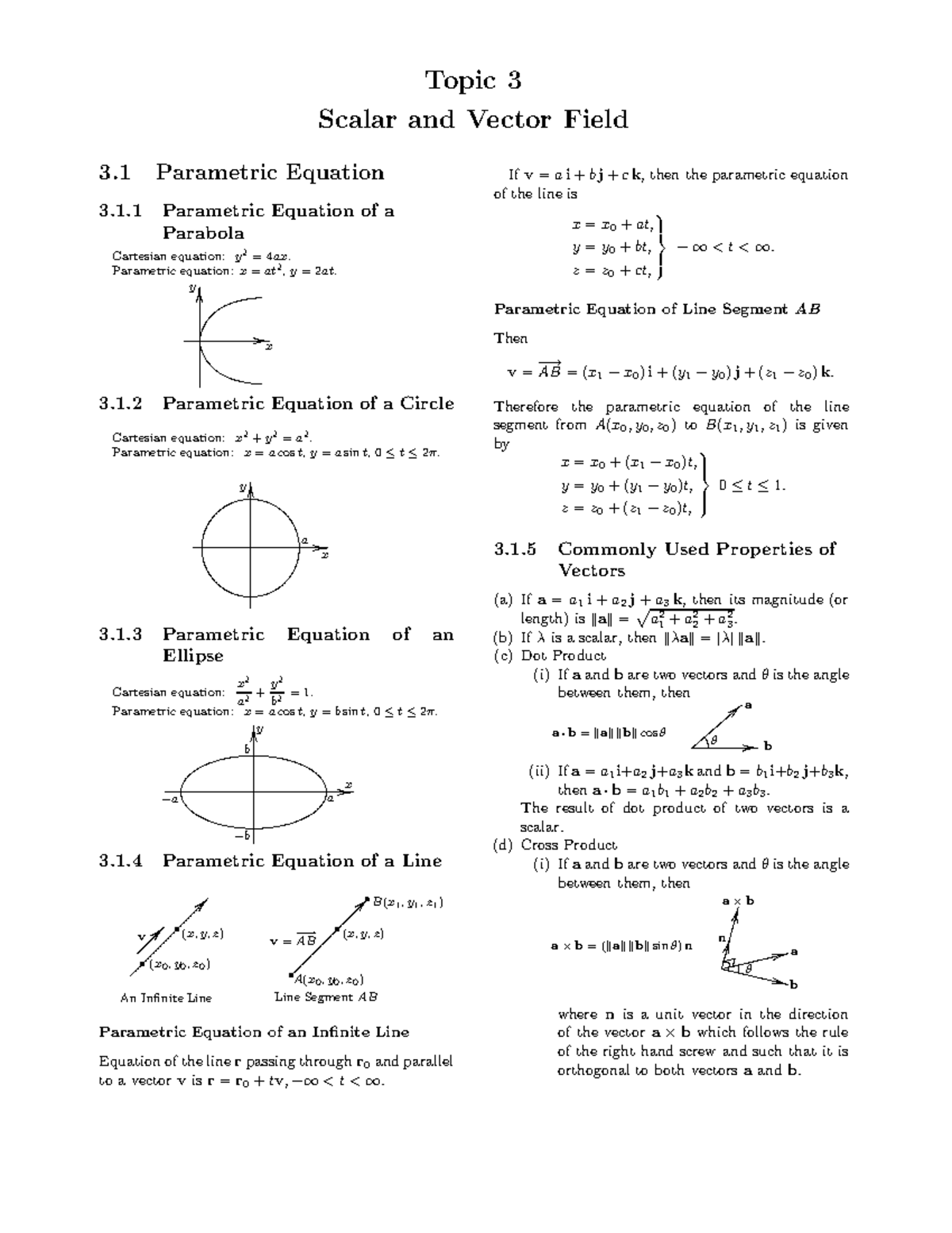 Note on Topic 3 - Lecture notes 3 - Topic 3 Scalar and Vector Field 3 ...