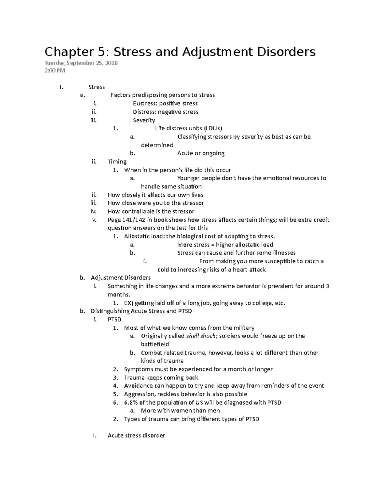 PSY 250 Chapter 5 - Mark Deskovitz - Chapter 5: Stress and Adjustment ...