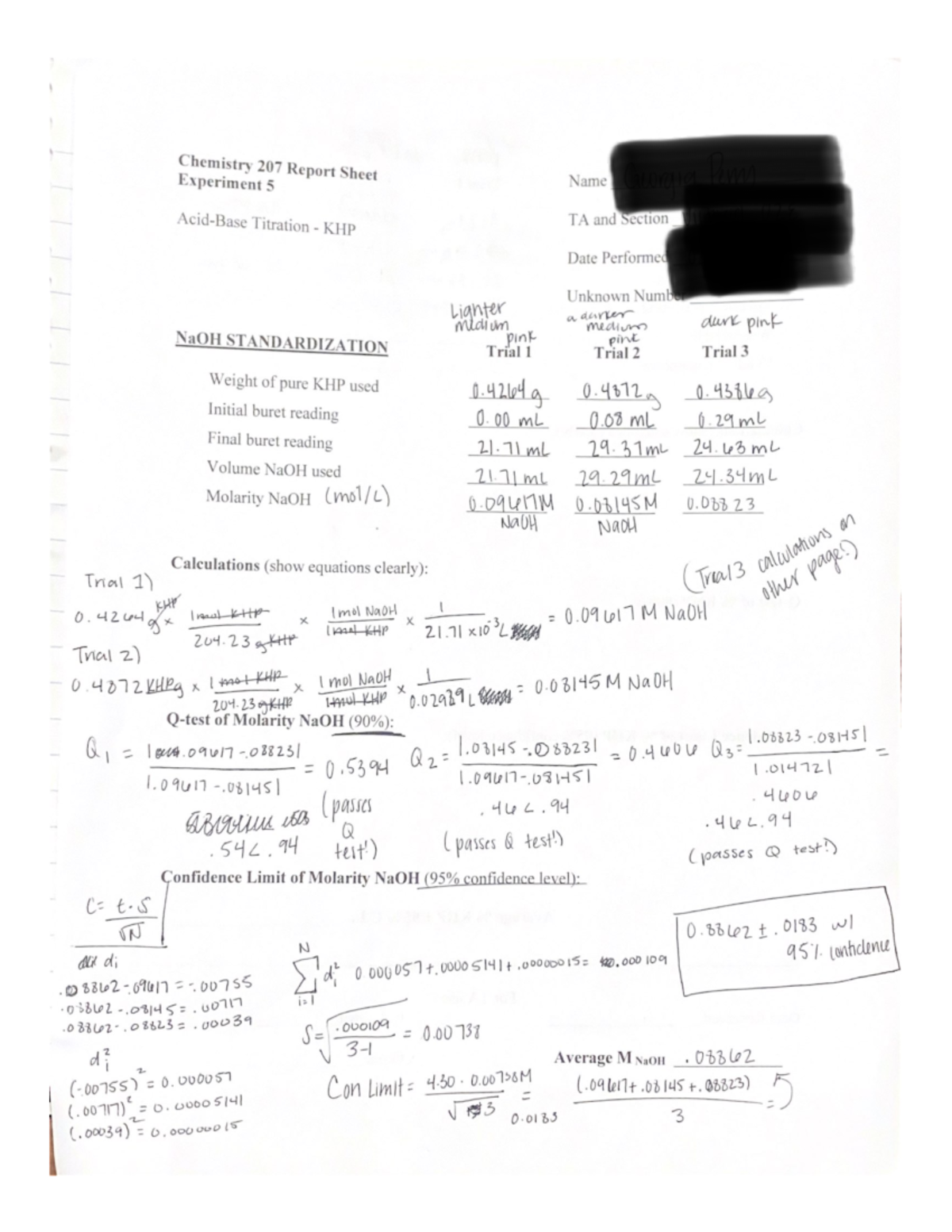 chemistry coursework experiment 5