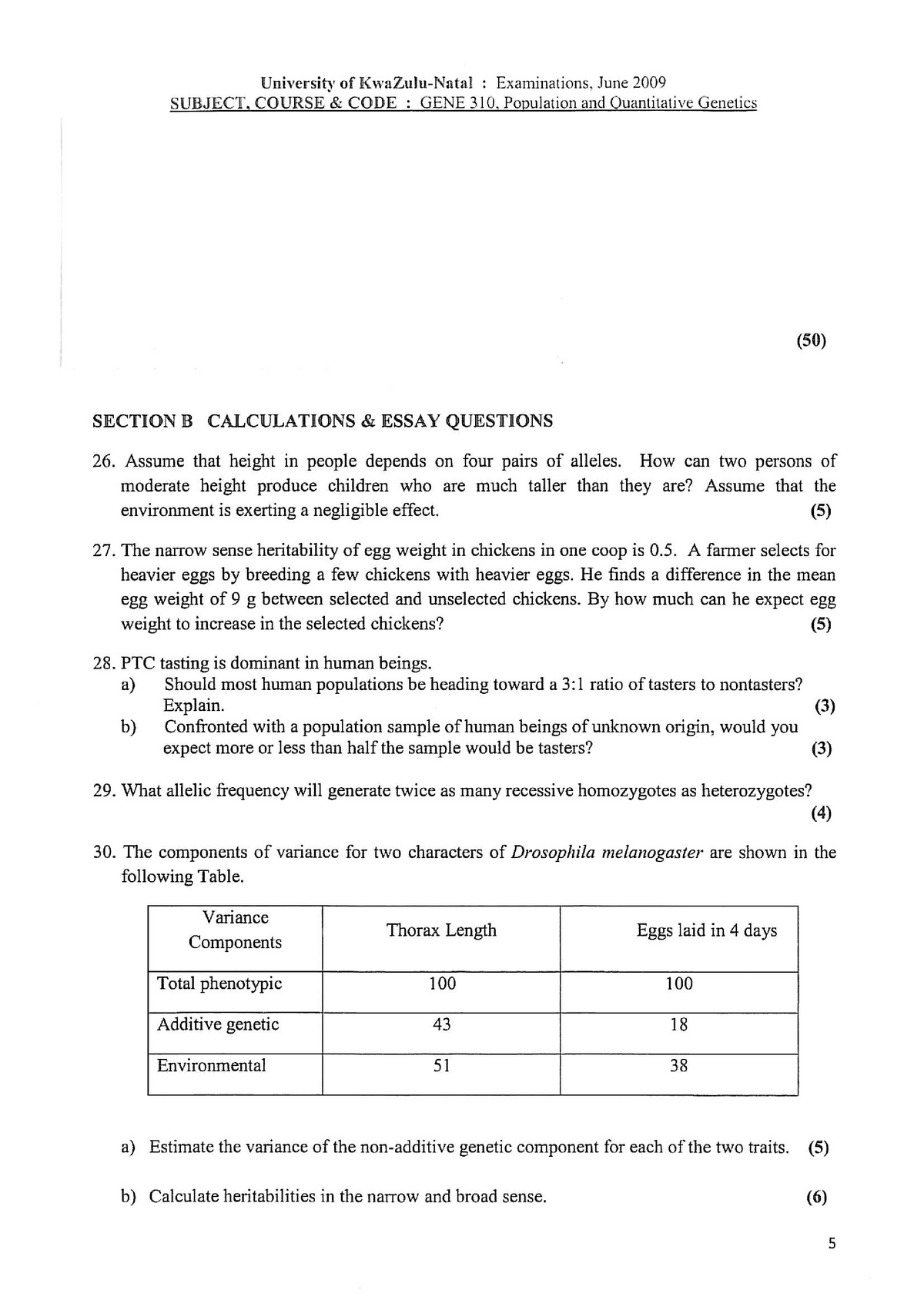 exam-2009-questions-gene310-studocu