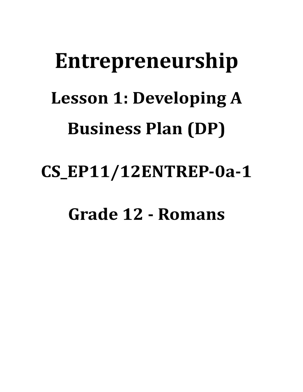 developing business plan in entrepreneurship ppt