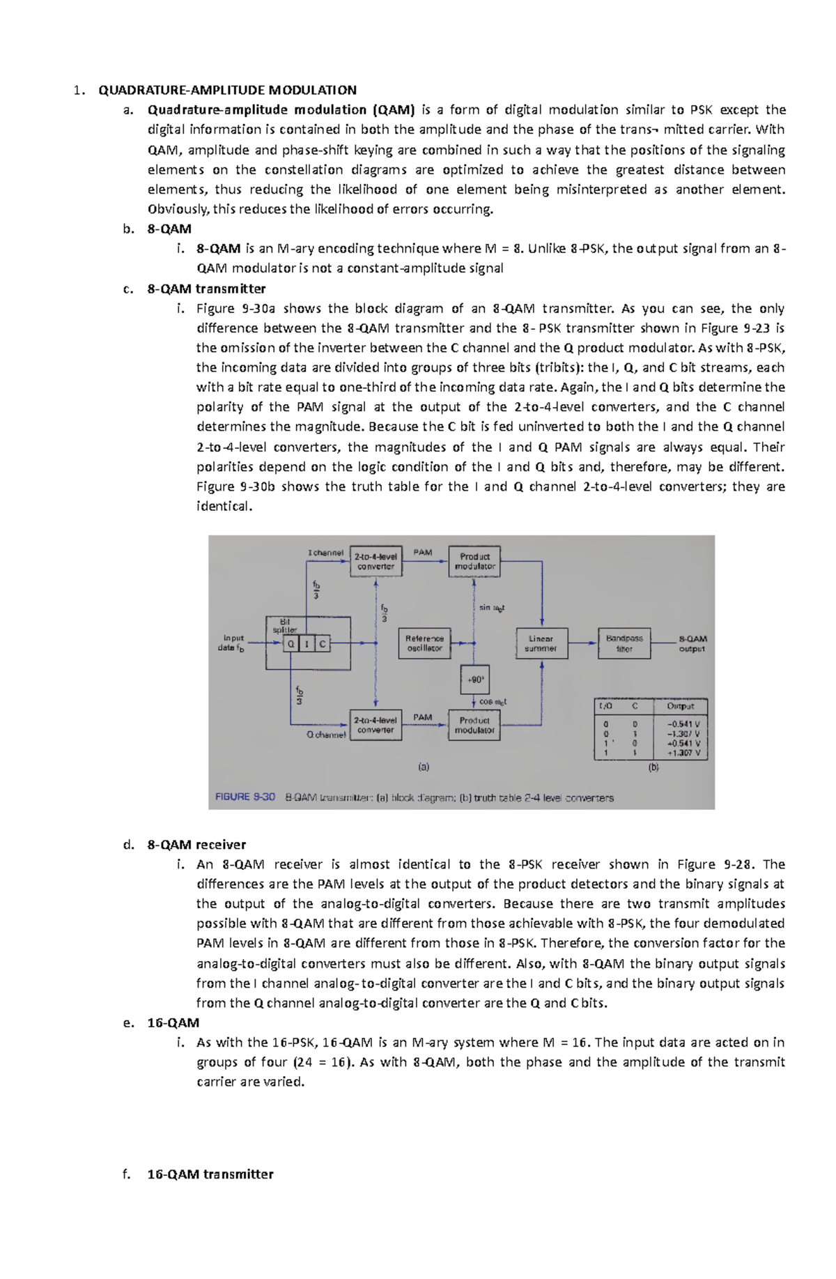 QAM and Delta Modulation - 1. QUADRATURE-AMPLITUDE MODULATION a ...