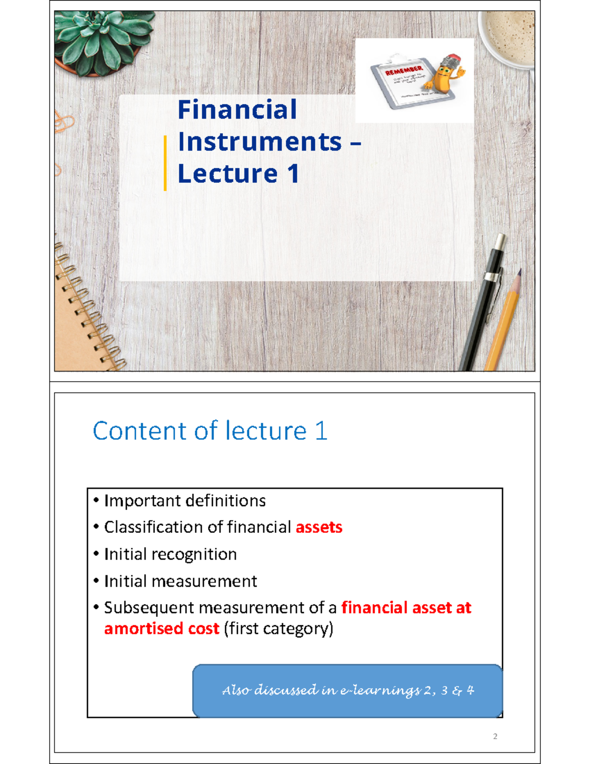 Financial Instruments Live lecture 1 - Financial Instruments ñ Lecture ...