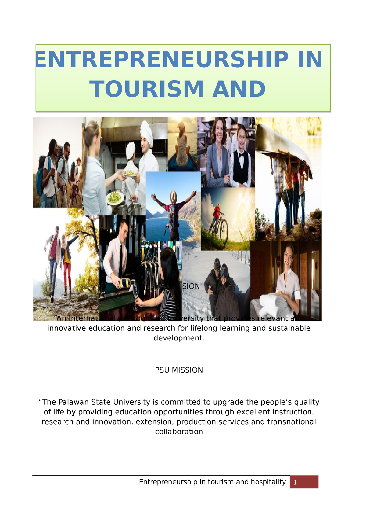 Module 3-Entrepreneurship N Tourism And Hospitality Edited - PSU VISION ...