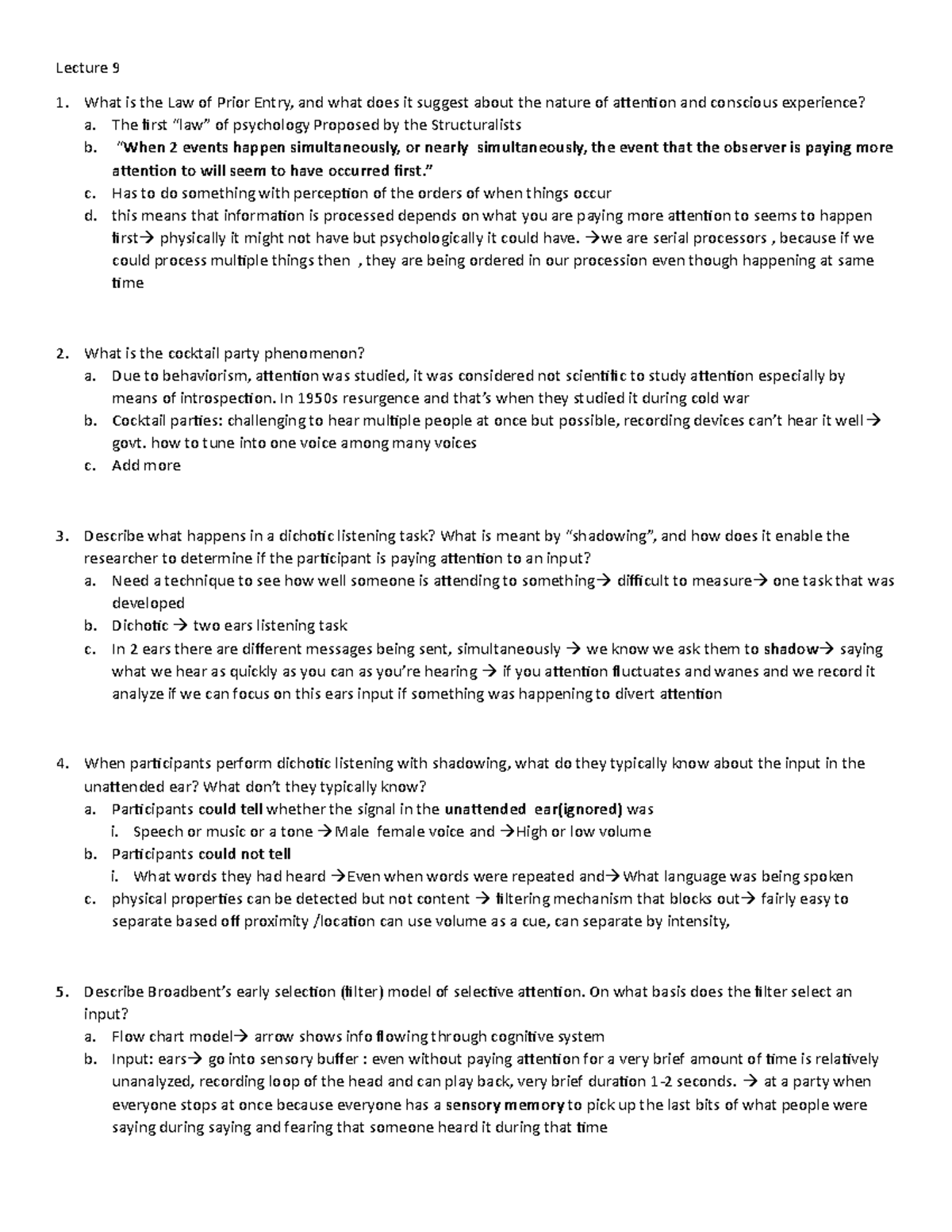 Cog test 2 - Lecture notes 9-17 - Lecture 9 1. What is the Law of Prior ...