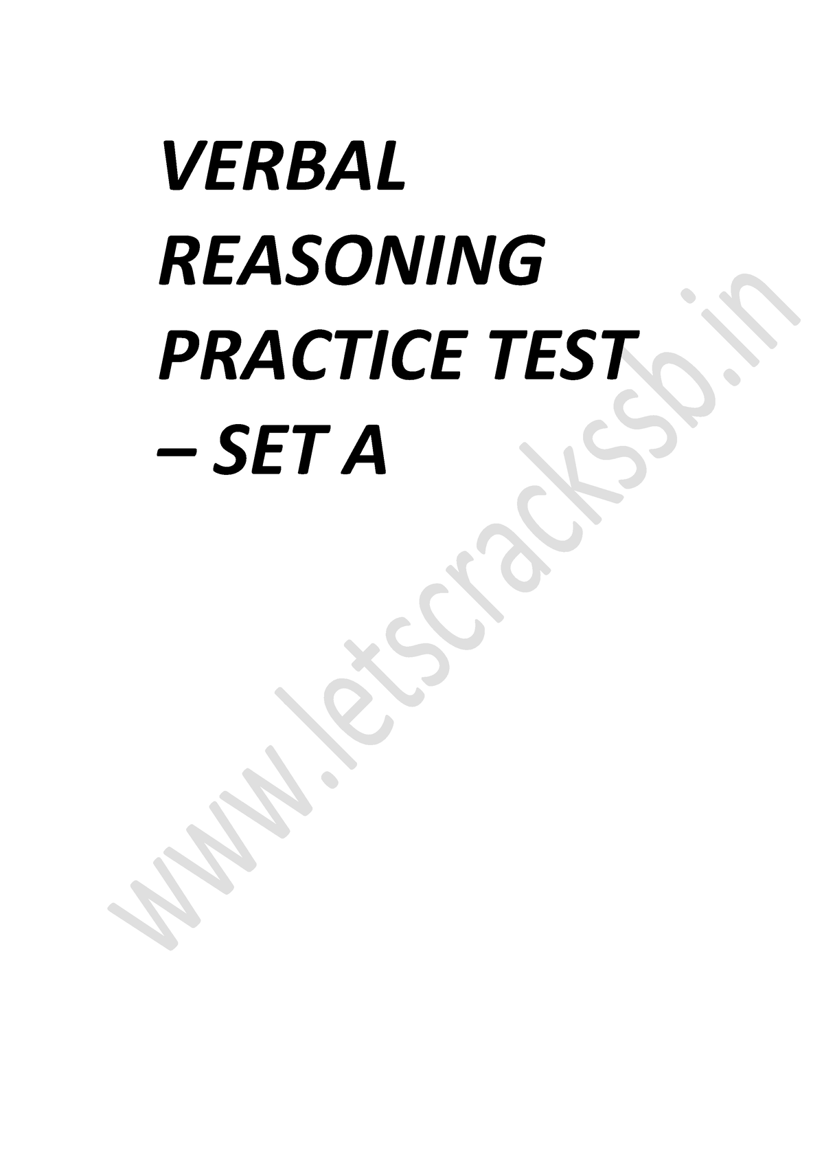 Verbal Reasoning Practice Test Set A VERBAL REASONING PRACTICE TEST   Thumb 1200 1698 