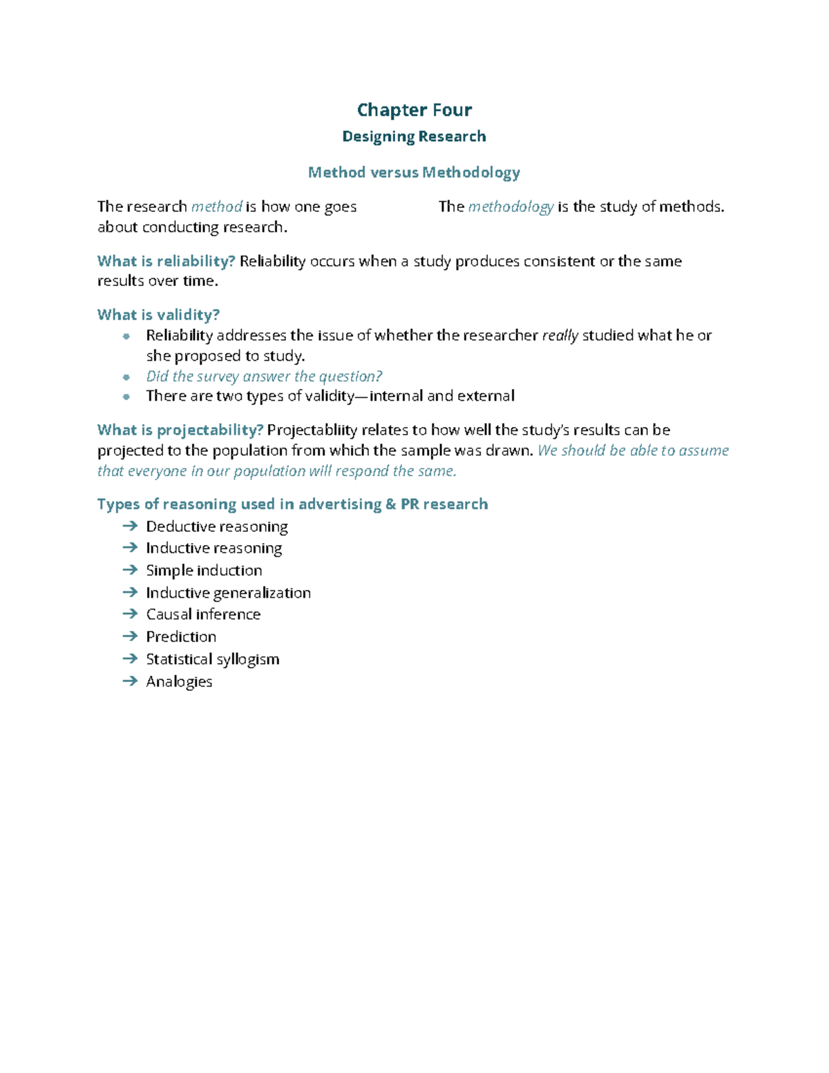 CAP 115 Chapter 4 - Chapter Four Designing Research Method Versus ...