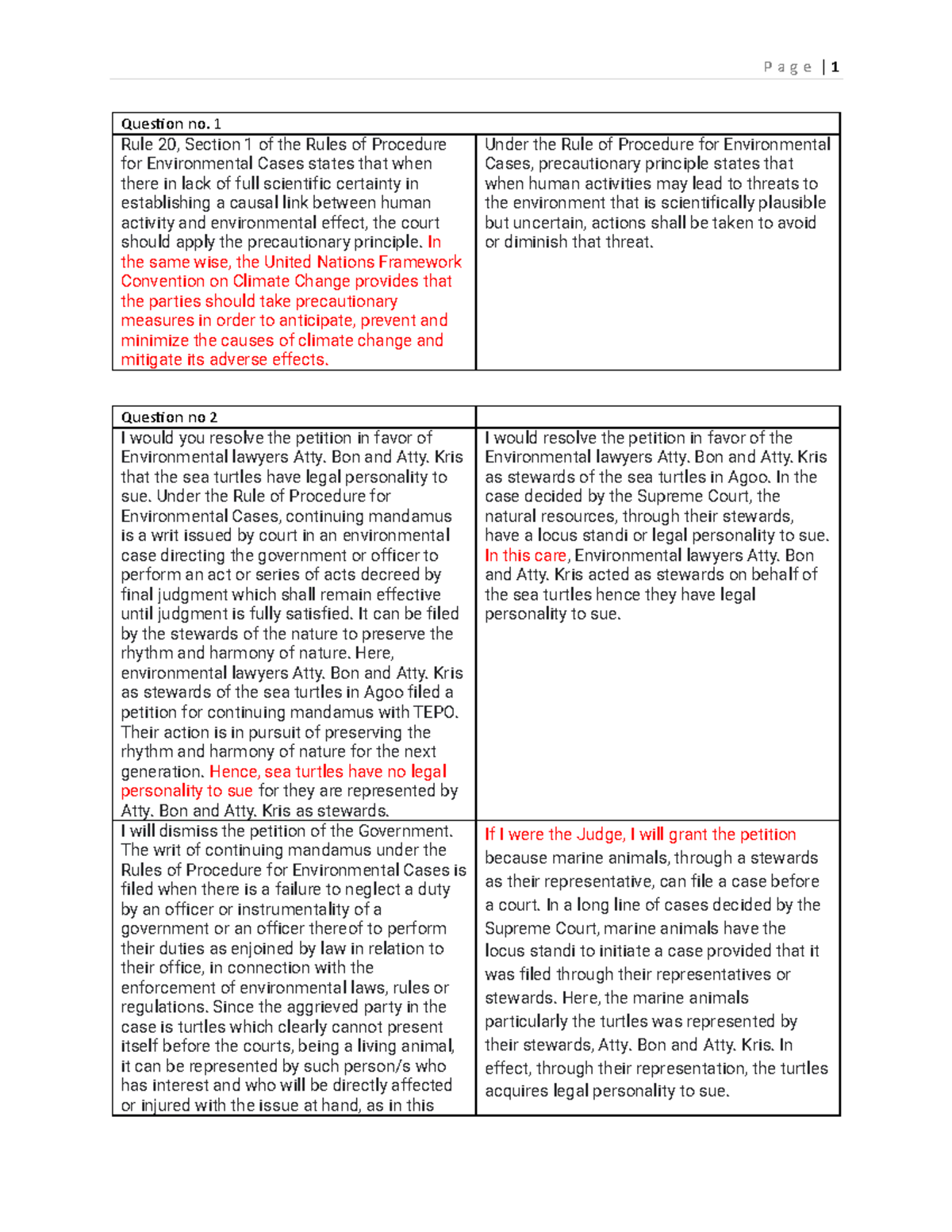Answers of students natres - Question no. 1 Rule 20, Section 1 of the ...