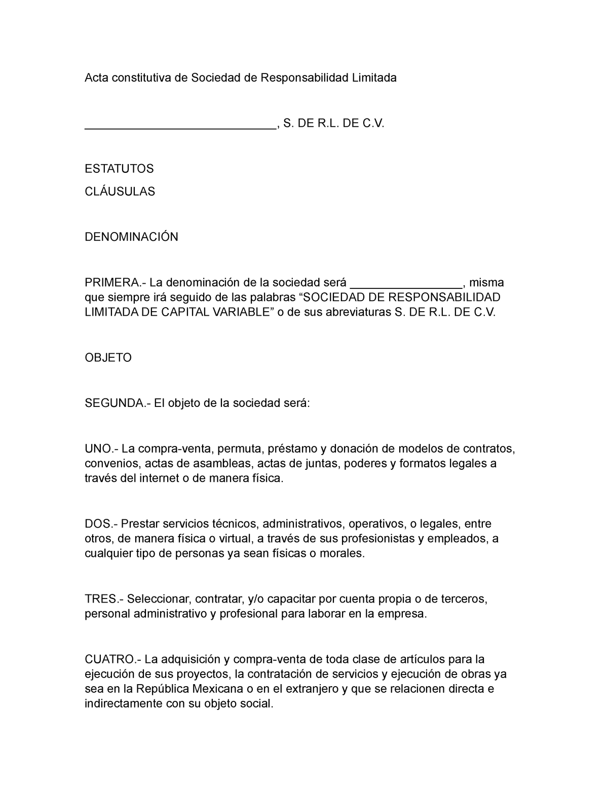 Introducir 53 Imagen Modelo De Acta Constitutiva De Sociedad De